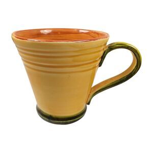 Vintage Italian Amalfi Yellow and Green Mug Cup Hand-Painted Hand Made